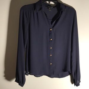 Long  sleeve navy  blouse